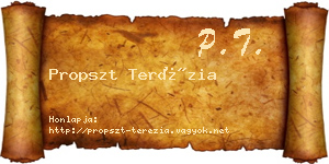 Propszt Terézia névjegykártya